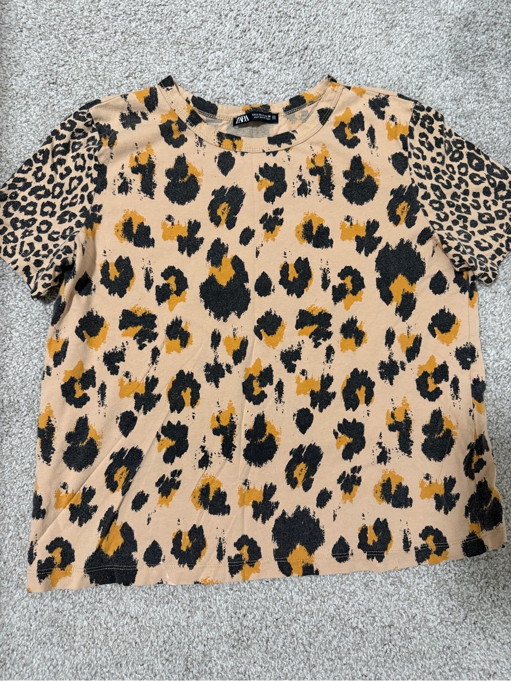 Zara Women's Beige Leopard Print Shirt